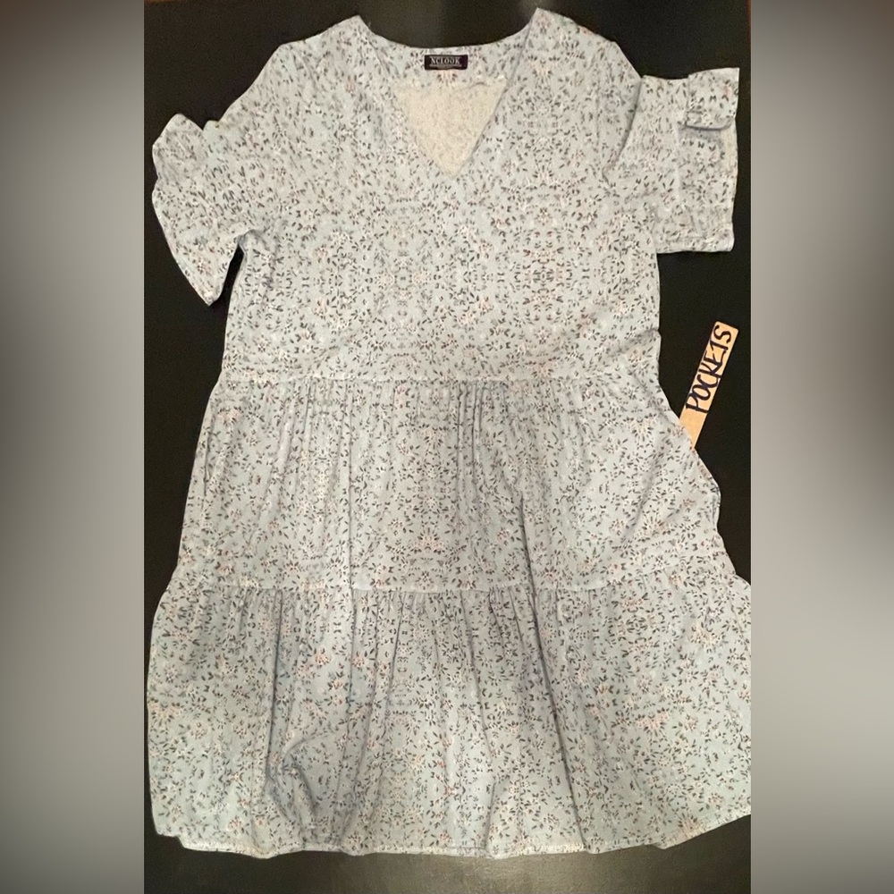 Light Blue Floral Mini Dress